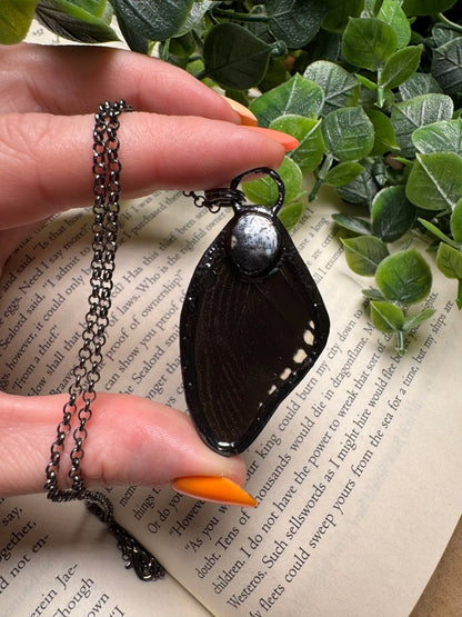 Butterfly Wing and Dendritic Jade Necklace