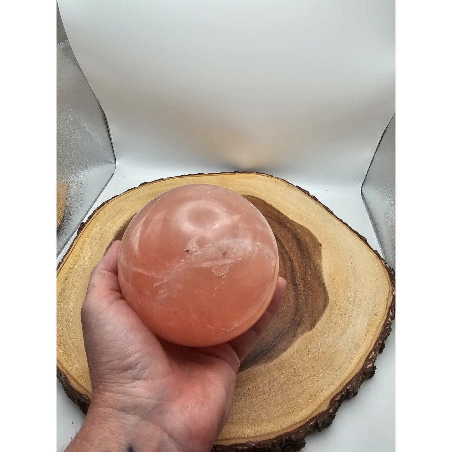 3.85lb Natural Pink Rose Quartz Crystal Sphere 98-107mm W/stand