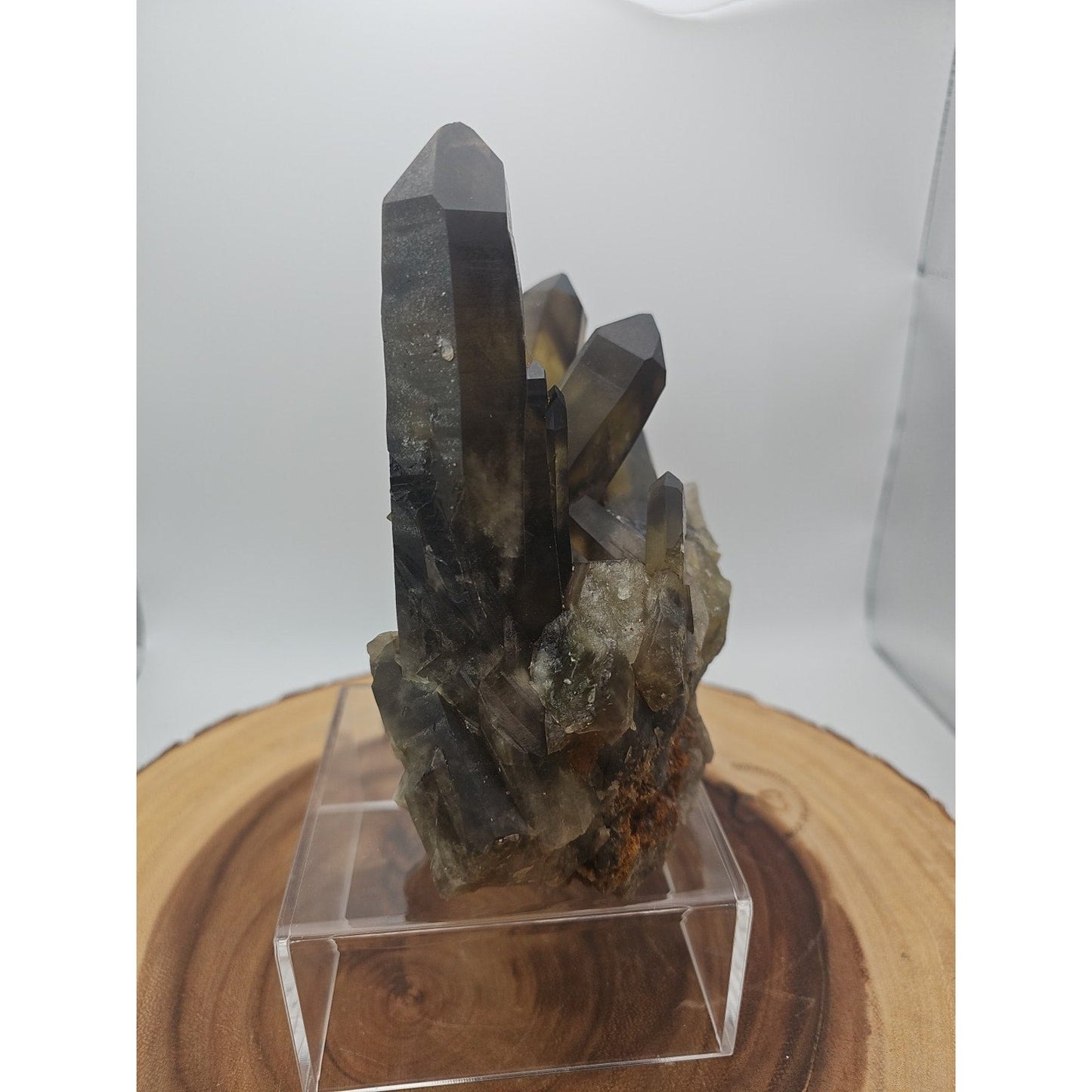 2.77LB Top rare natural beautiful black quartz crystal cluster mineral sample -