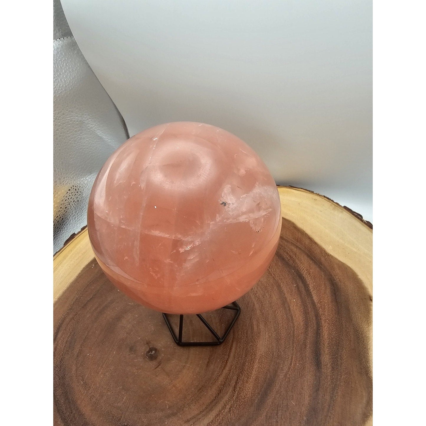 3.85lb Natural Pink Rose Quartz Crystal Sphere 98-107mm W/stand