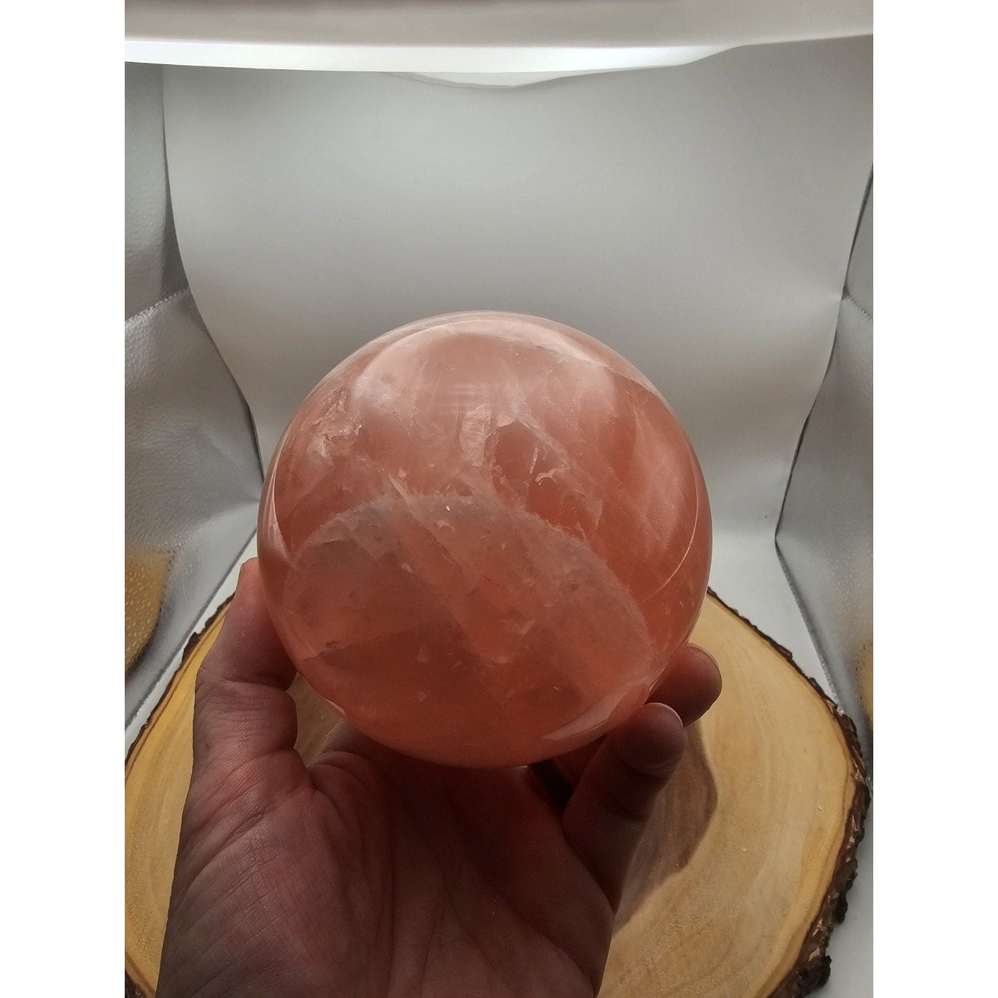 3.85lb Natural Pink Rose Quartz Crystal Sphere 98-107mm W/stand