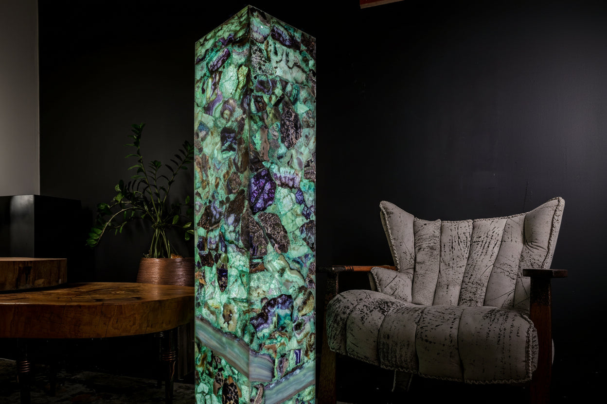 Fluorite Floor Lamp - Medium - 55"H x 11.75"W - Square - #9