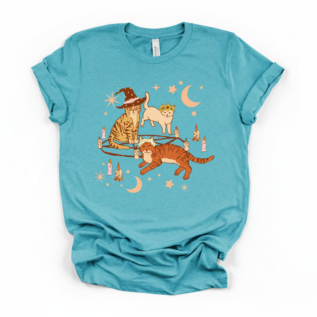 Cat Coven Cat Witch Tee | Witchy Cat Lover Graphic T-Shirt