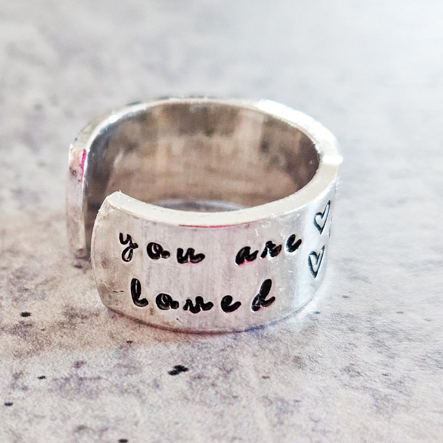 You Are Loved Sterling Silver or 14k Gold Filled Heart Ring