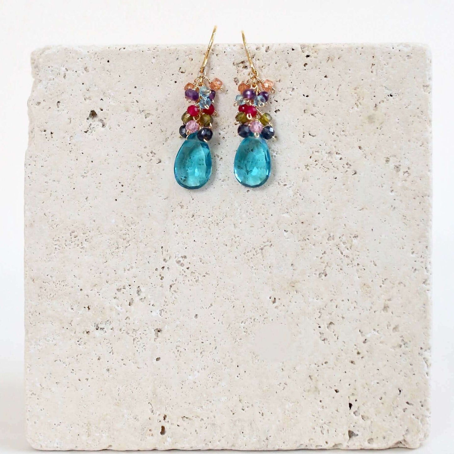 Neon Blue Quartz Bala Earrings