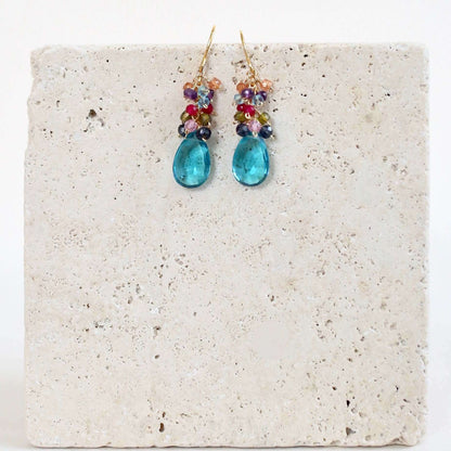 Neon Blue Quartz Bala Earrings