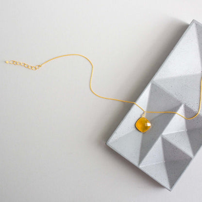 Yellow Chalcedony Pendant Necklace