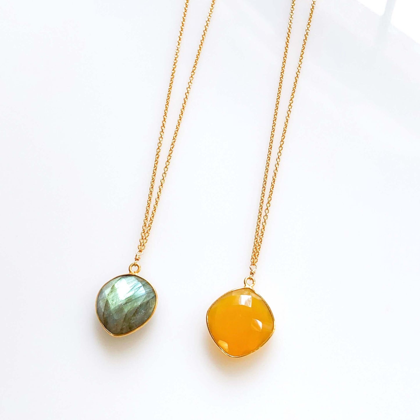 Yellow Chalcedony Pendant Necklace