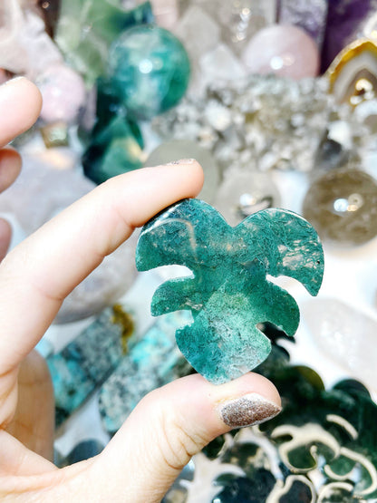 Moss Agate Monstera Leaf