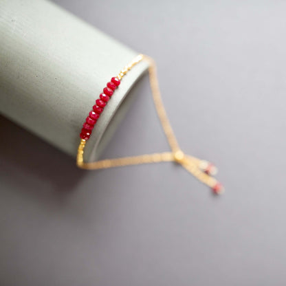 Bracelet Set: Green Amethyst and Red Jade