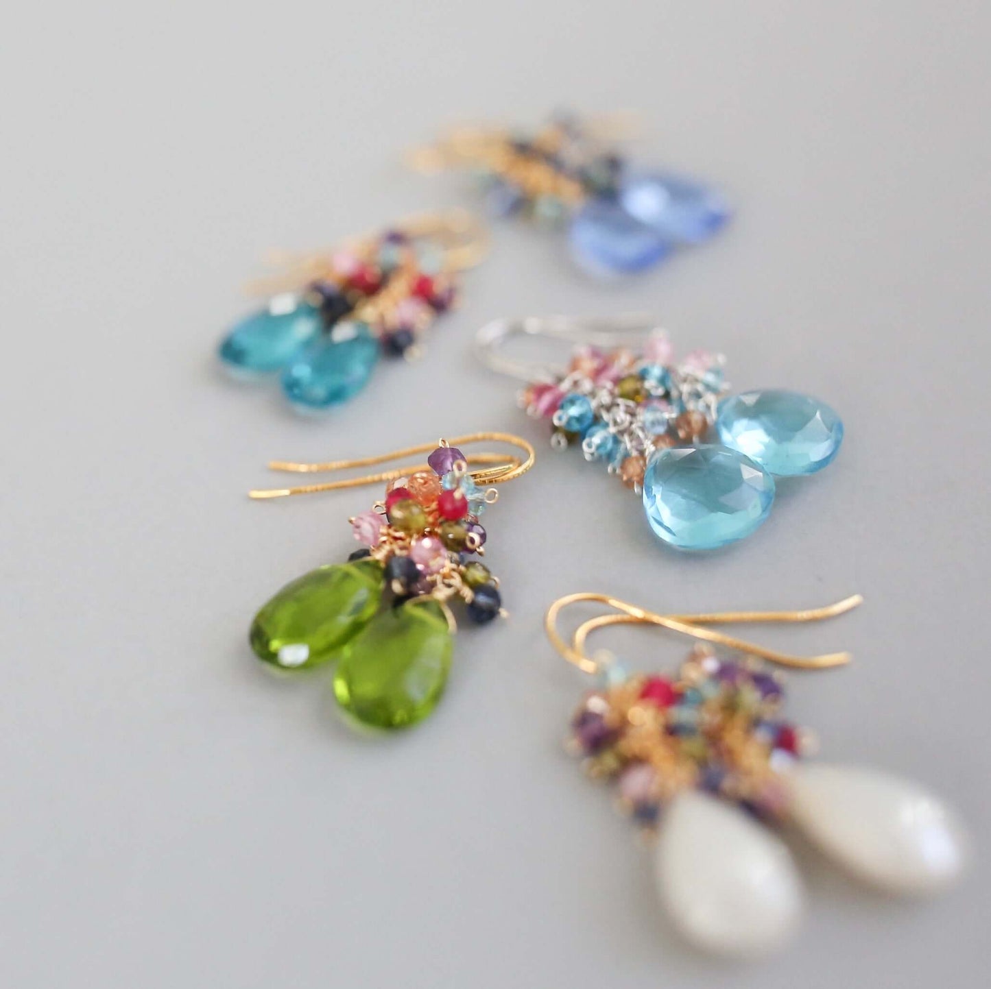 Neon Blue Quartz Bala Earrings