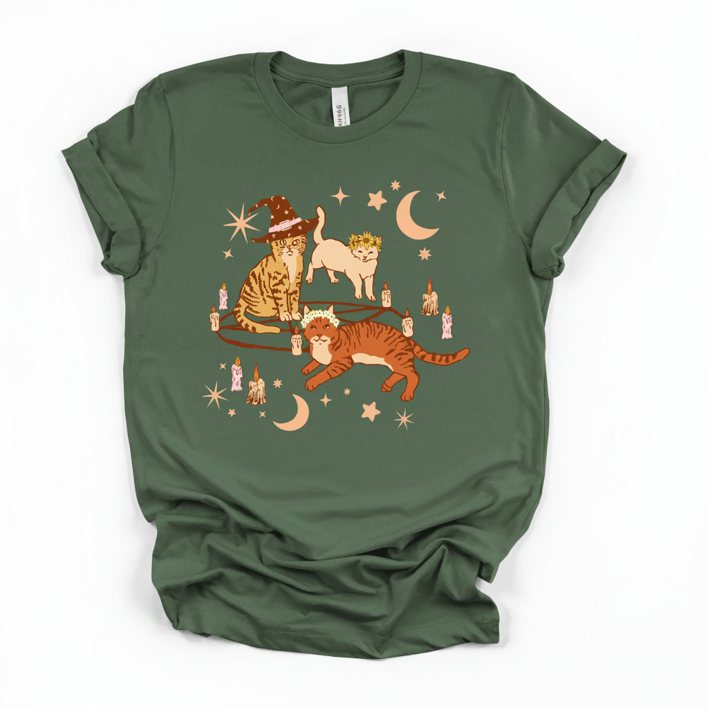Cat Coven Cat Witch Tee | Witchy Cat Lover Graphic T-Shirt