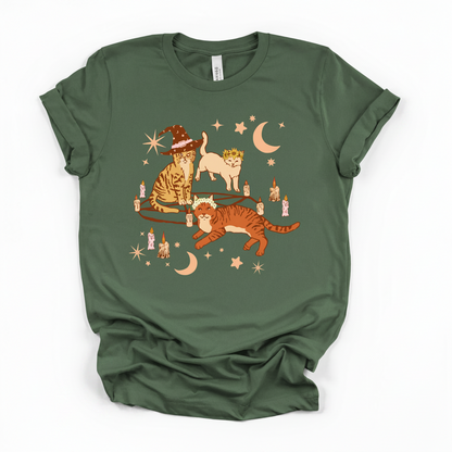 Cat Coven Cat Witch Tee | Witchy Cat Lover Graphic T-Shirt
