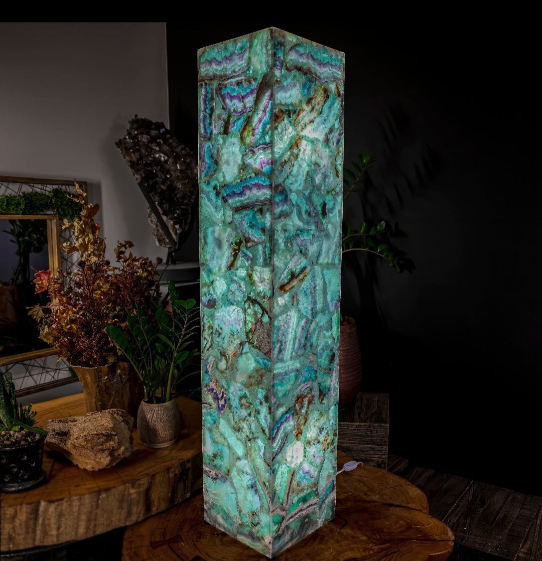 Fluorite Floor Lamp - Medium - 47.5"H x 10"W - Square - 2/19