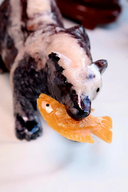 Bear with Fish Carving