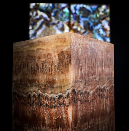 Golden Cloud Onyx Floor Lamp - Exotic Dragon Eye - Medium - 51.25"H x 12"W - Square - #1