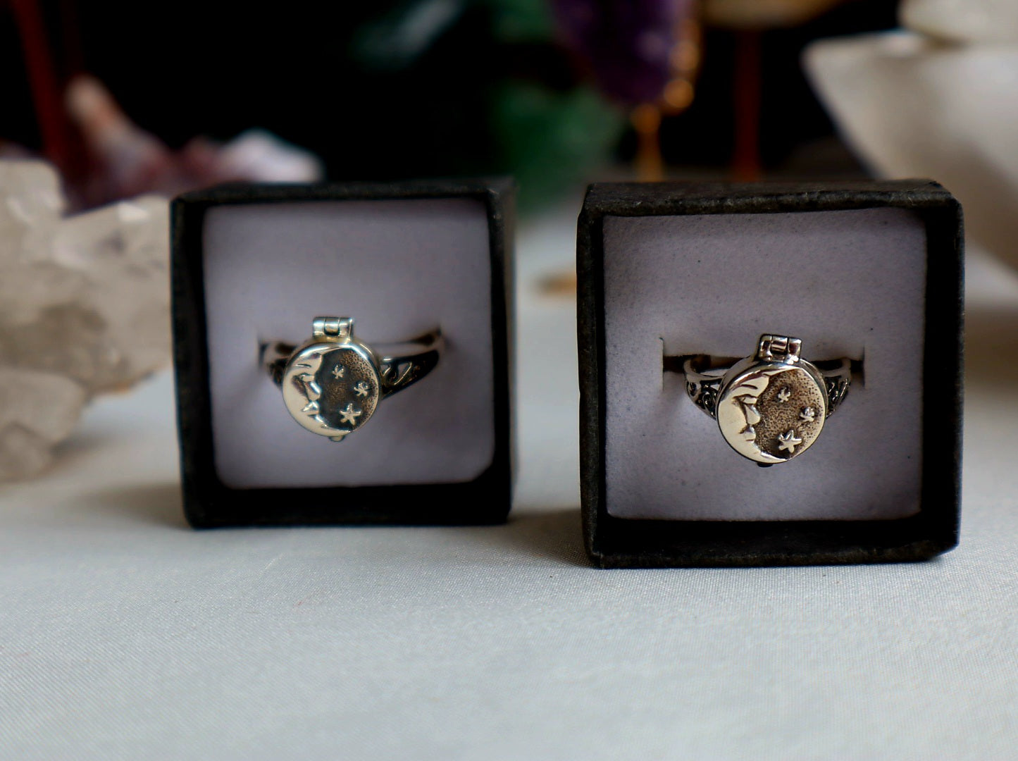 Sterling Silver Moon Star / Poison Ring