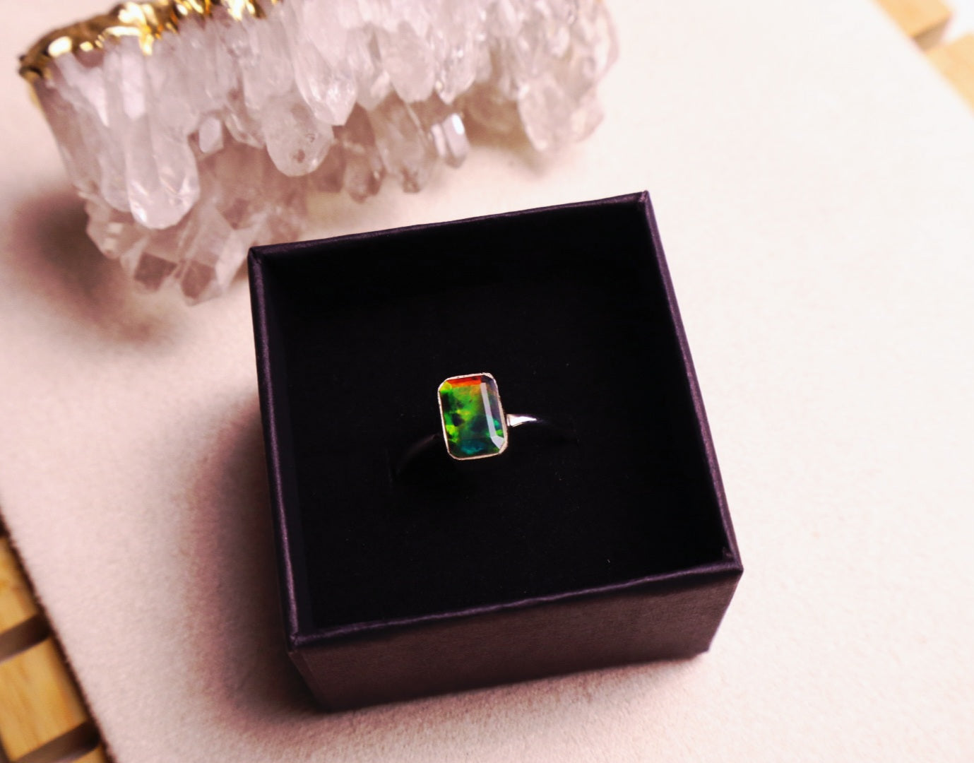 Black Opal ring size 9| 925 sterling silver