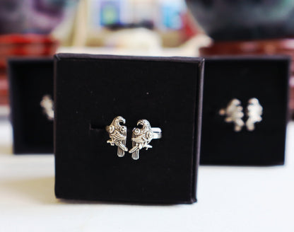 Ravens . 925 Sterling silver, Adjustable Rings.