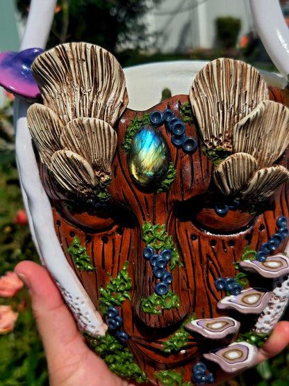 Hanging Wall Planter/ Forest Mushroom Goddess with Labradorite.