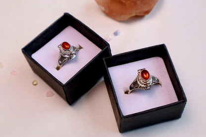 Roman Vessel Poison Rings - Sterling Silver and Gemstone(pick your fave)