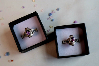 Roman Vessel Poison Rings - Sterling Silver and Gemstone(pick your fave)