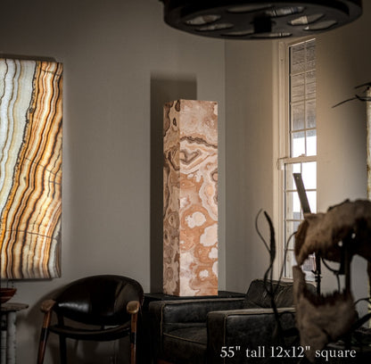 Sahara Onyx Floor Lamp - Exotic - Polished - Medium - 55"H x 12"W - Square - #3