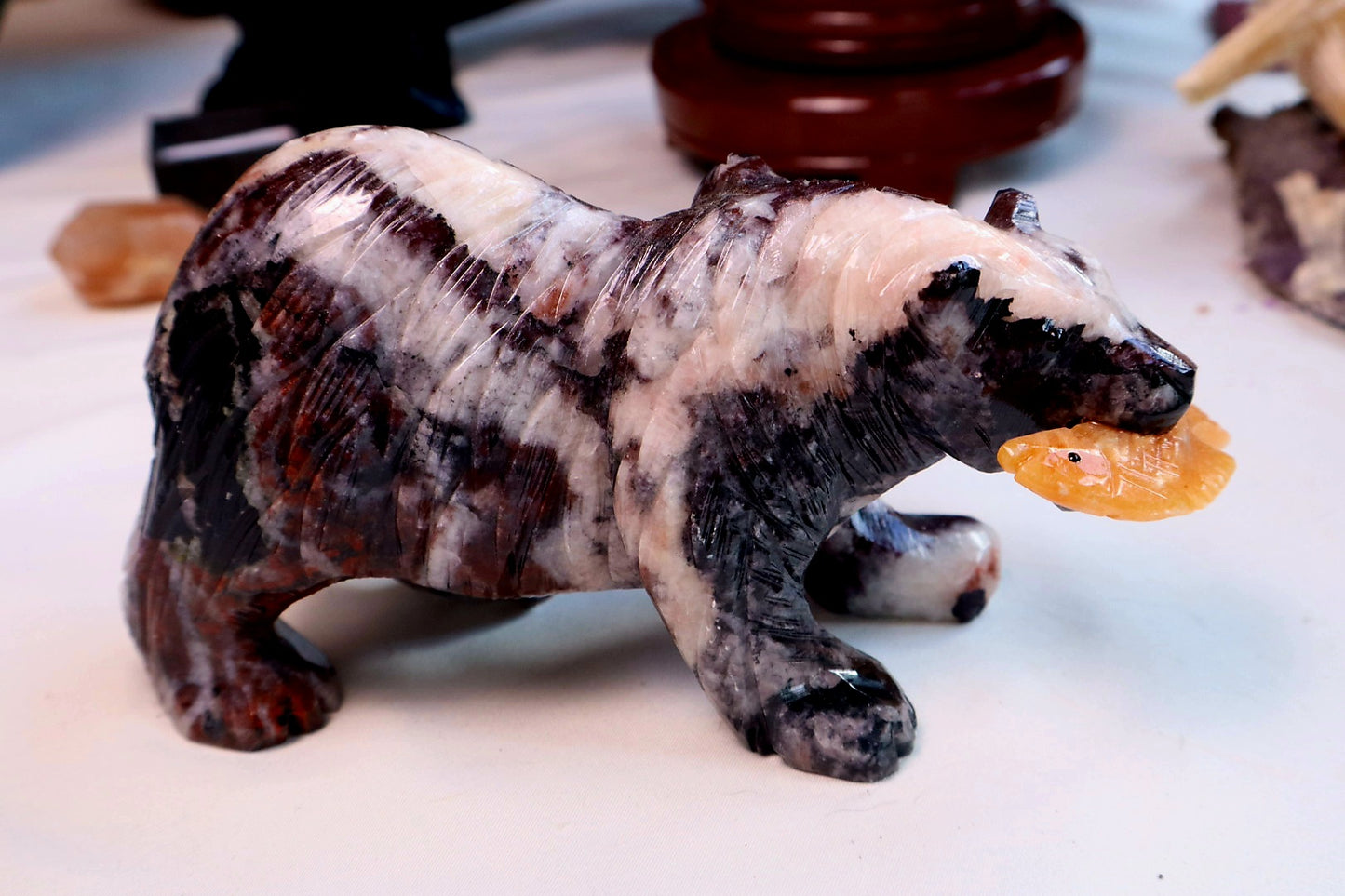 Bear with Fish Carving