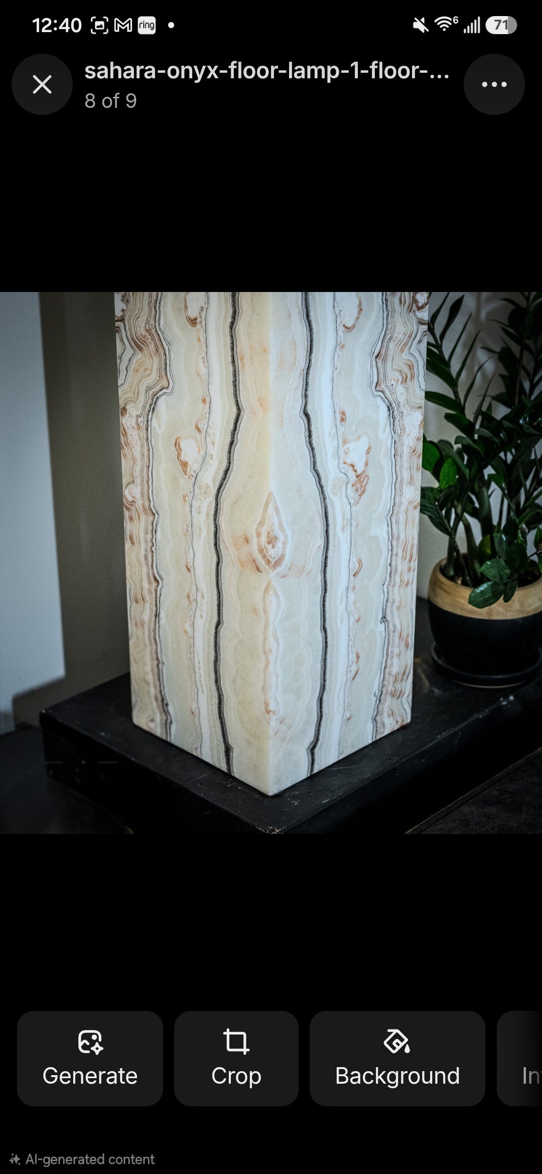 Sahara Onyx Floor Lamp - Large - 63"H x 12"W - Square - #1