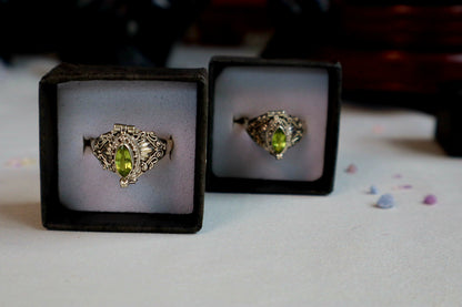 Marquise Faceted Gemstone Sterling Silver Poison Rings (pick your fave)