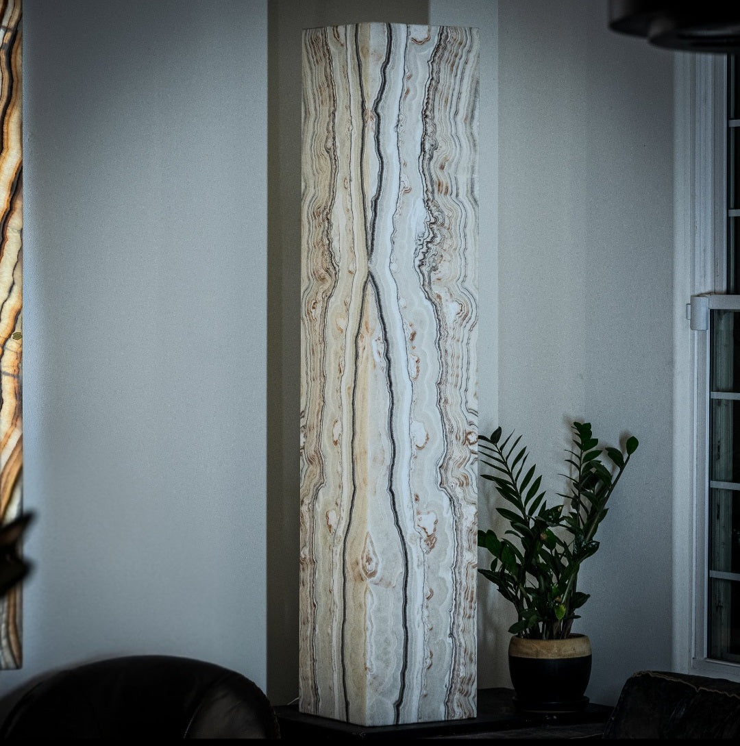 Sahara Onyx Floor Lamp - Large - 63"H x 12"W - Square - #1
