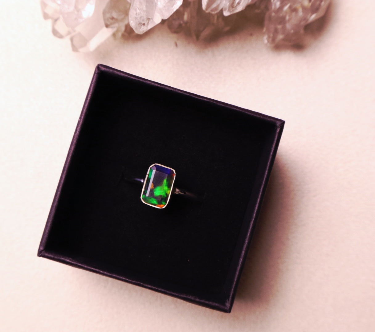 Black Opal ring size 9| 925 sterling silver