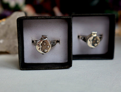 Sterling Silver Moon Star / Poison Ring