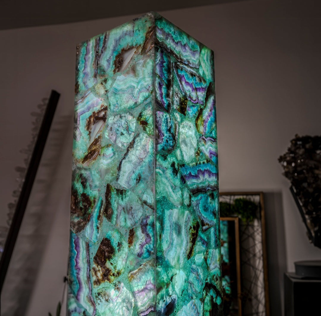 Fluorite Floor Lamp - Medium - 47.5"H x 10"W - Square - 2/19