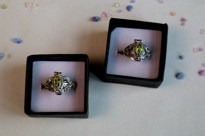 Marquise Faceted Gemstone Sterling Silver Poison Rings (pick your fave)