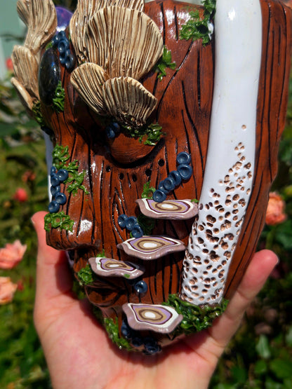 Hanging Wall Planter/ Forest Mushroom Goddess with Labradorite.