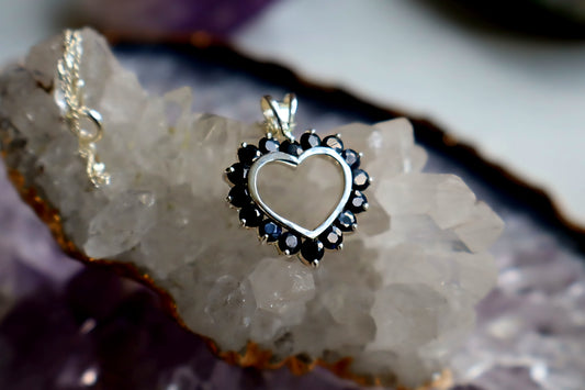 Deep Sapphire Sterling Heart