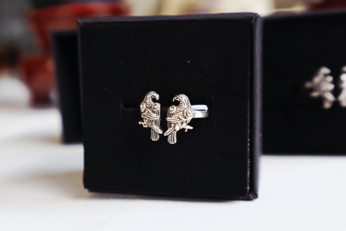 Ravens . 925 Sterling silver, Adjustable Rings.