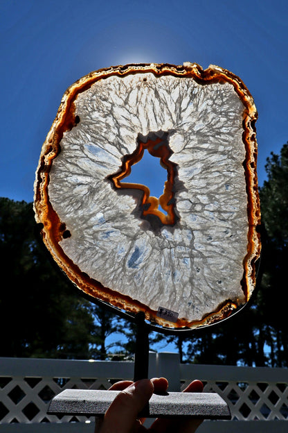 Rare color High Quality agate slab with stand.