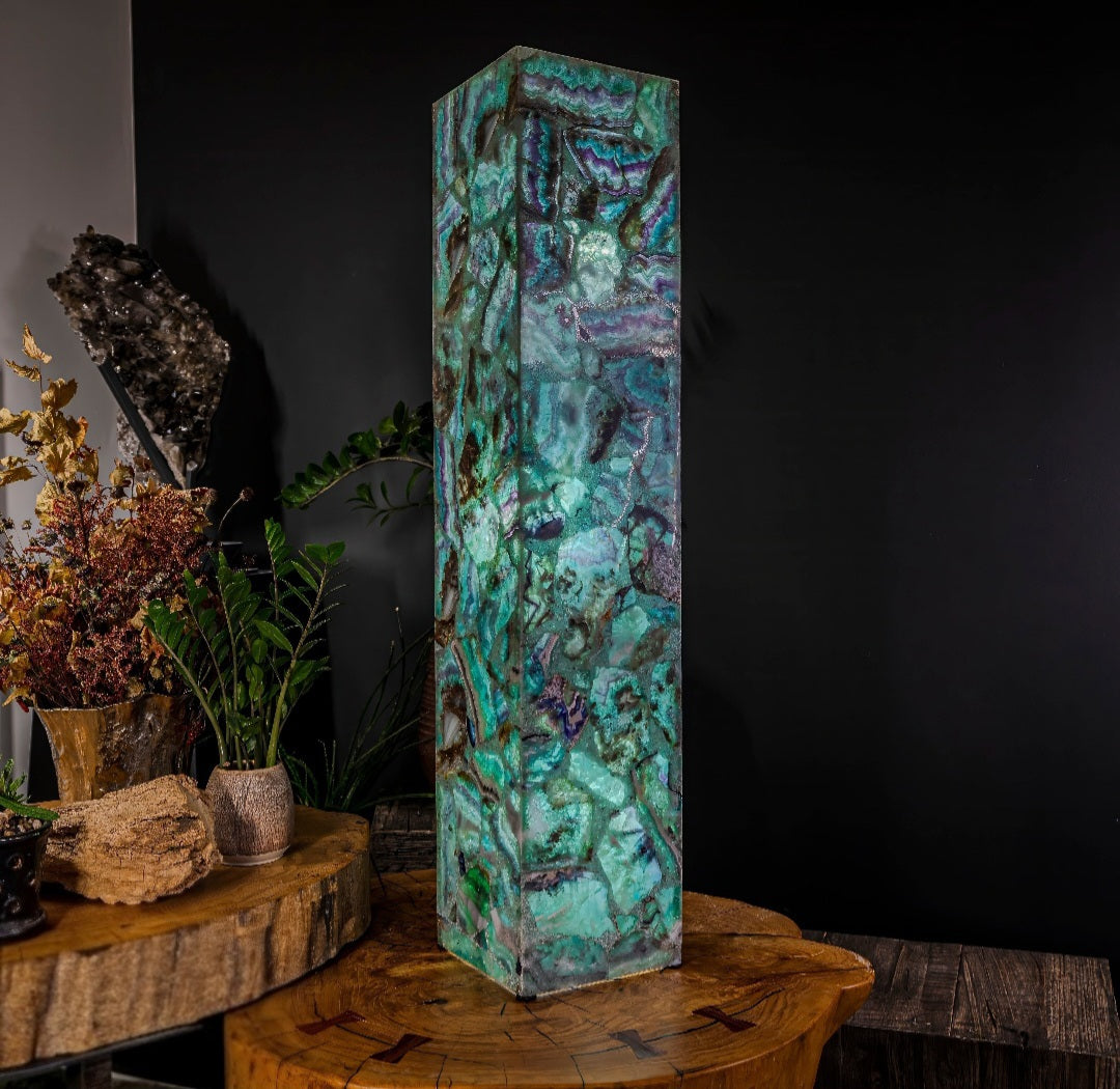Fluorite Floor Lamp - Medium - 47.5"H x 10"W - Square - 2/19