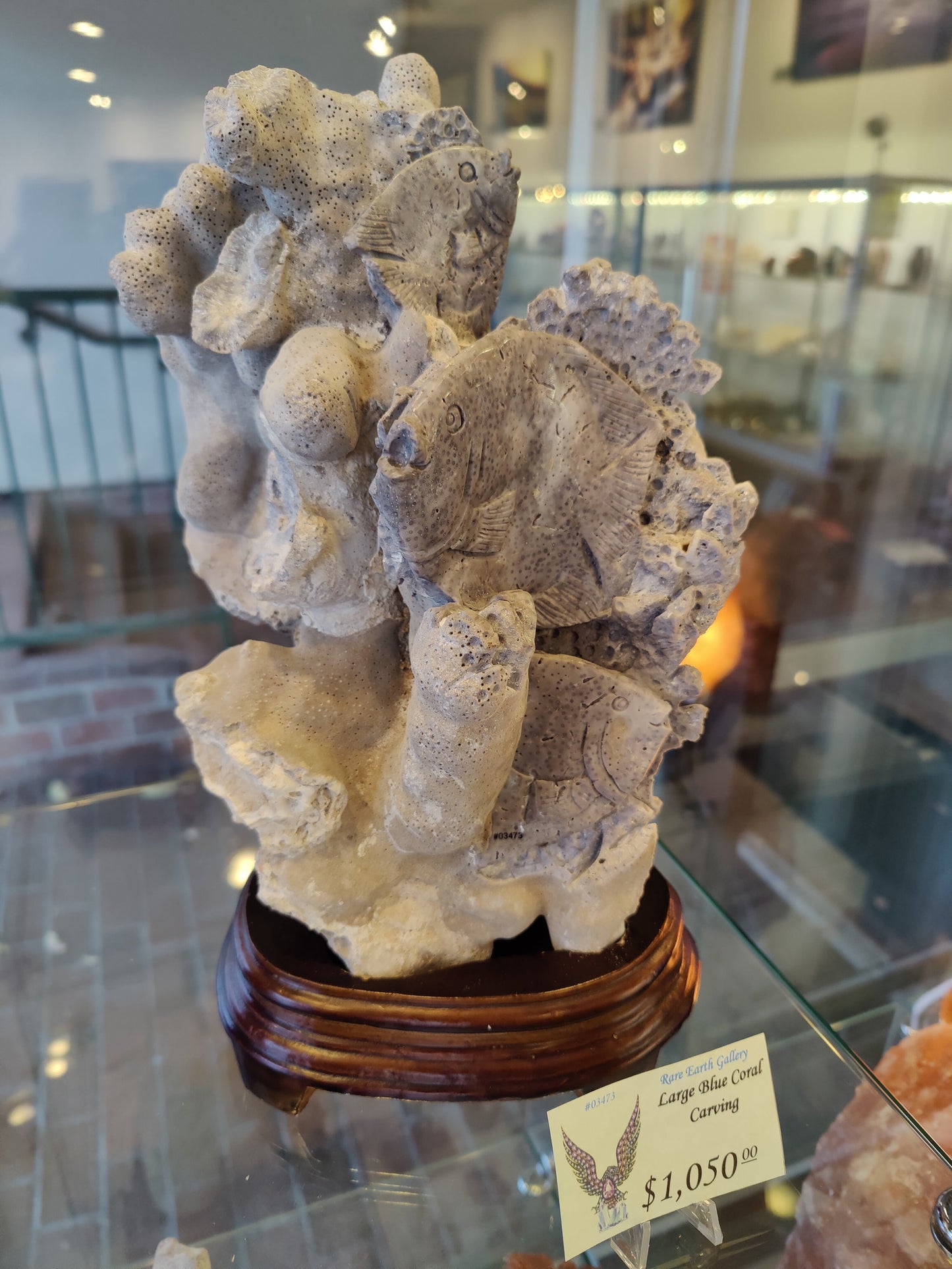 Large Blue Coral Carving