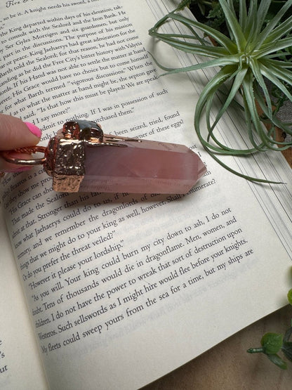 Rose Quartz Tower and Moonstone Star Statement Necklace