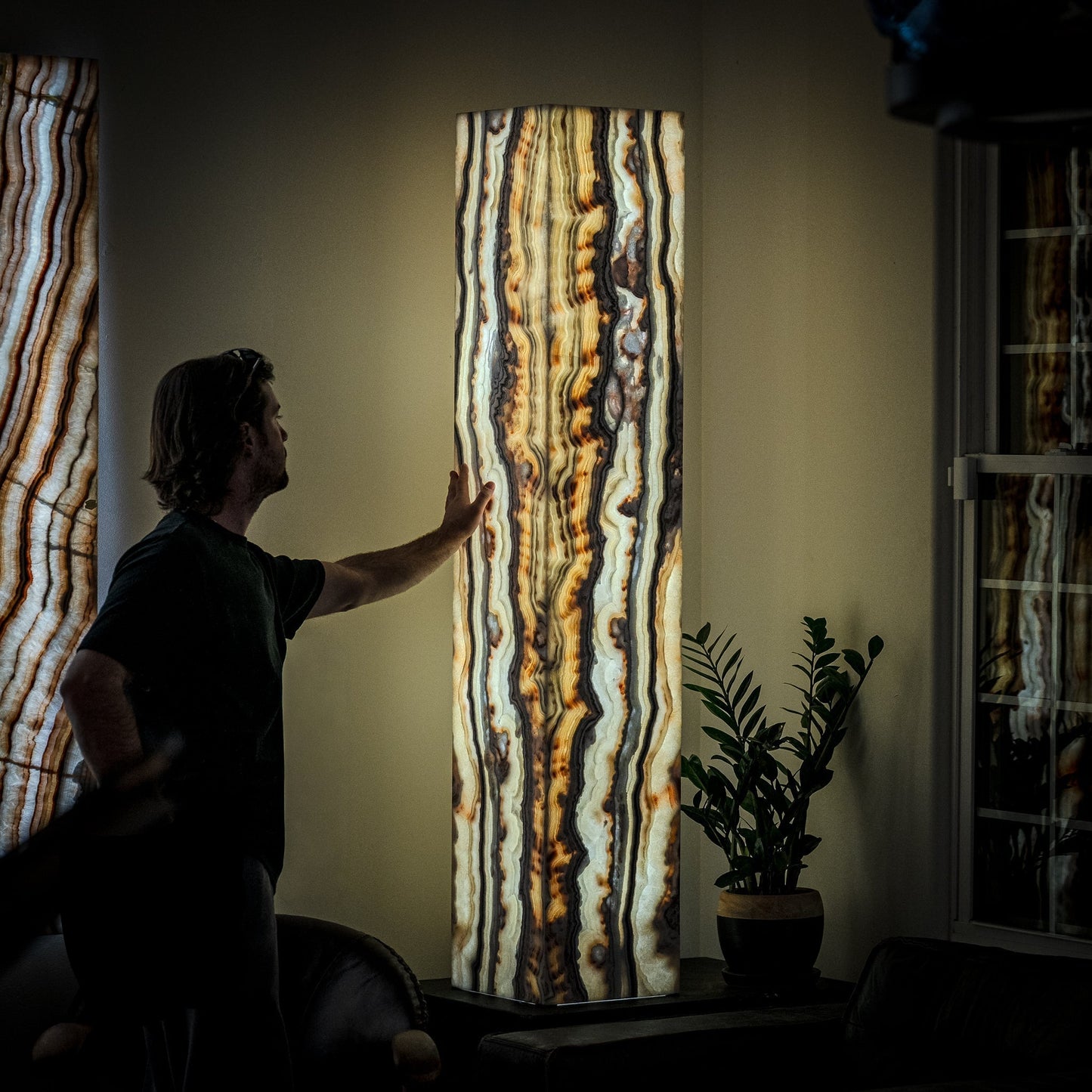 Sahara Onyx Floor Lamp - Large - 63"H x 12"W - Square - #1