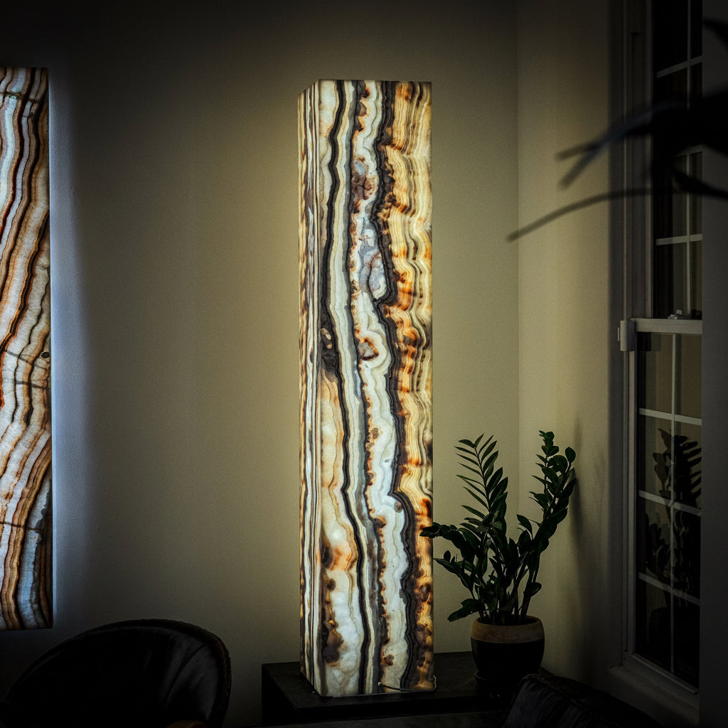 Sahara Onyx Floor Lamp - Large - 63"H x 12"W - Square - #1