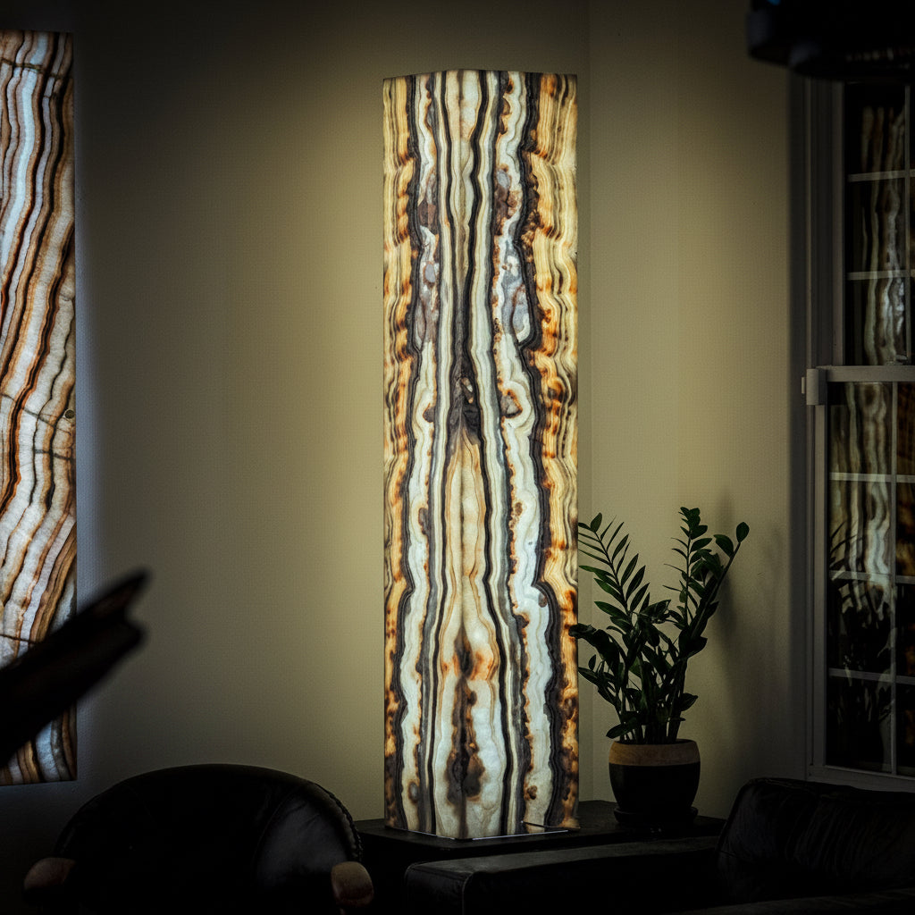 Sahara Onyx Floor Lamp - Large - 63"H x 12"W - Square - #1
