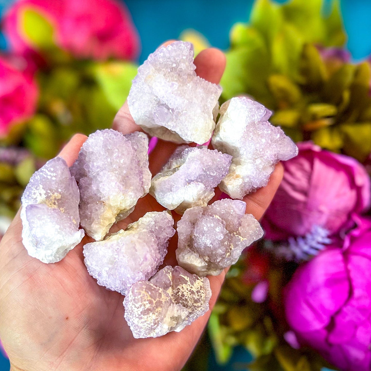 Ethically Sourced Spirit Amethyst Quartz Clusters, Cactus Quartz