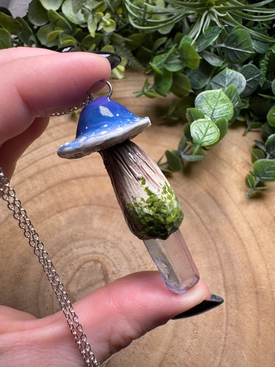 Whimsical Crystal Mushroom Necklace