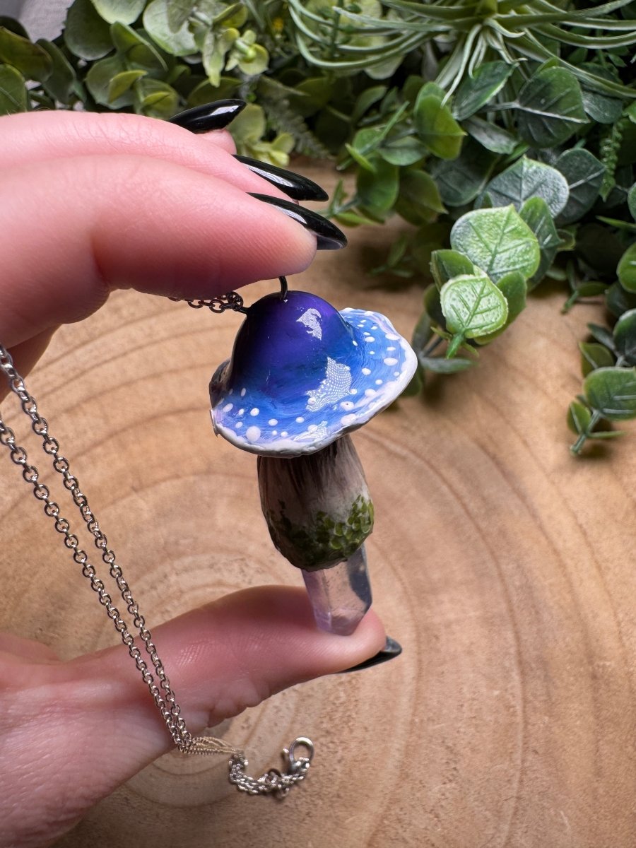 Whimsical Crystal Mushroom Necklace