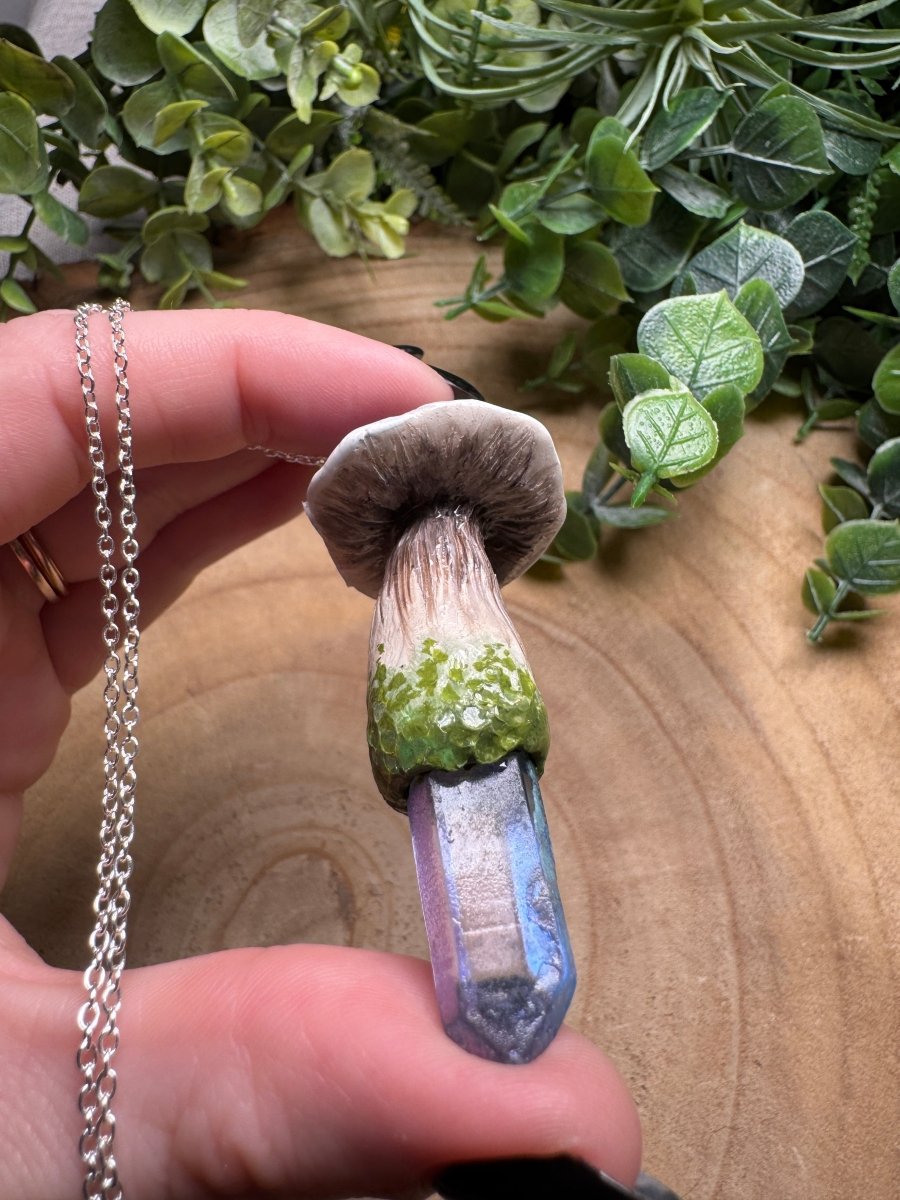 Whimsical Crystal Mushroom Necklace