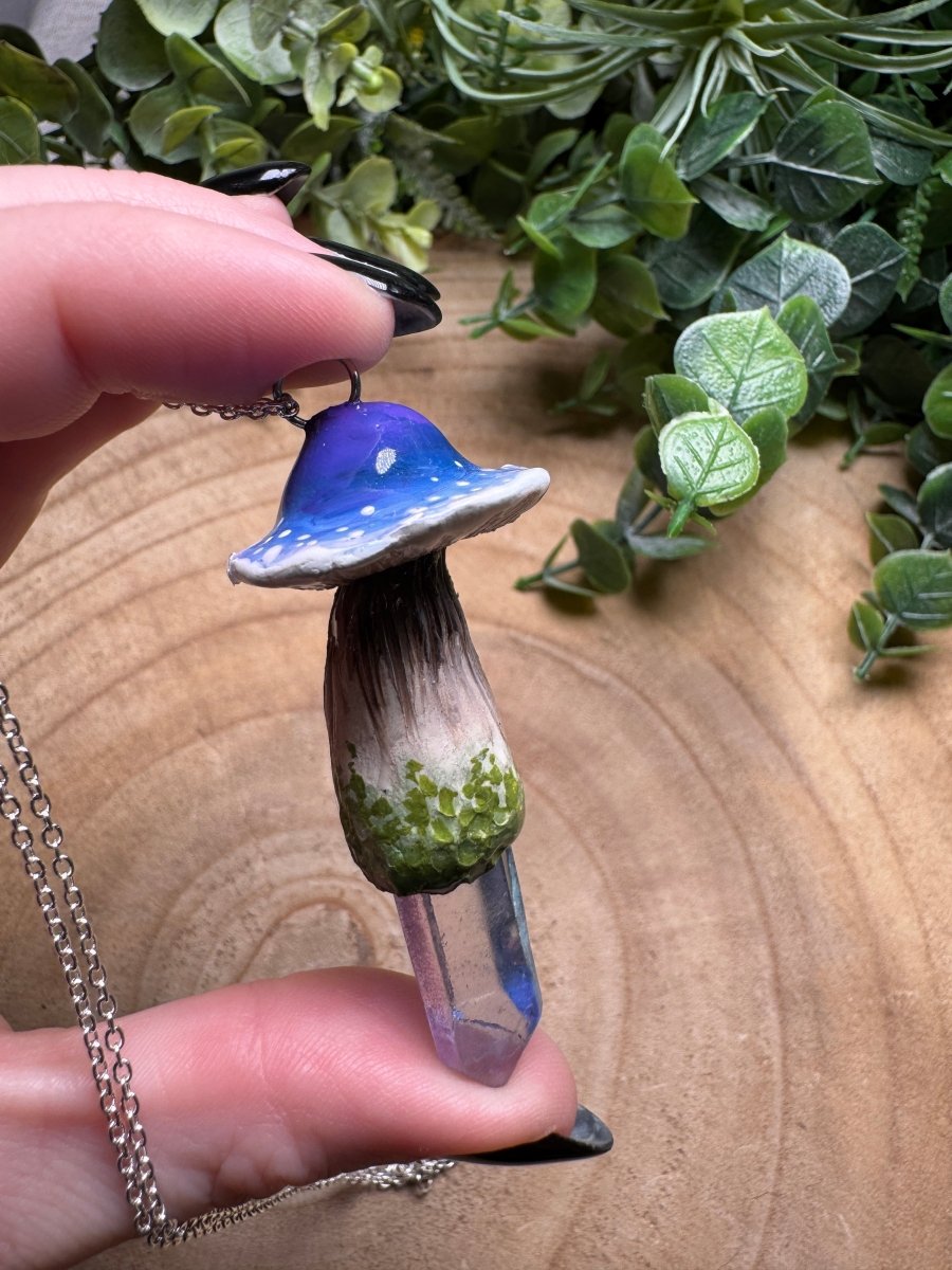 Whimsical Crystal Mushroom Necklace